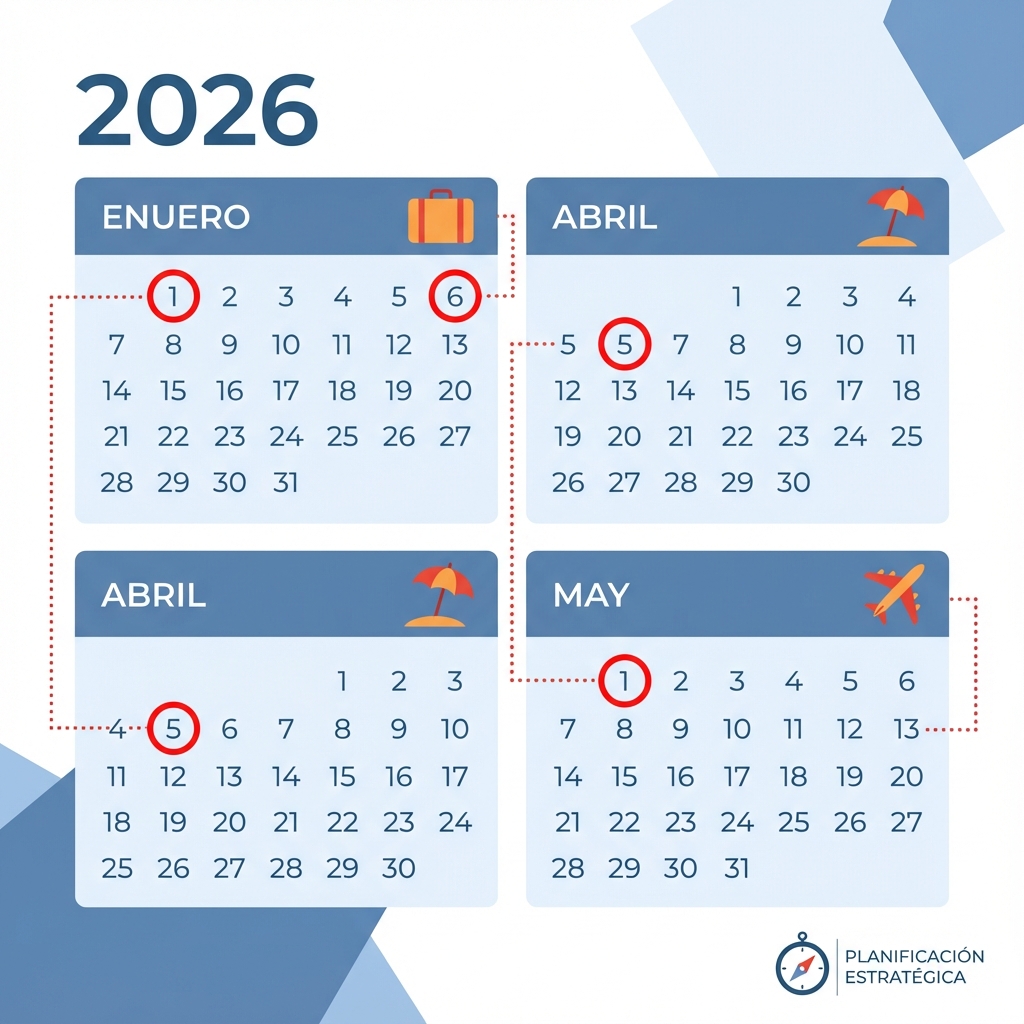 Calendario Laboral 2026 España - Festivos y Puentes
